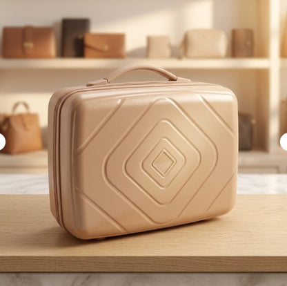 Premium Hard Shell Square Beauty Box | Portable Makeup | Cosmetic Travel Suitcase