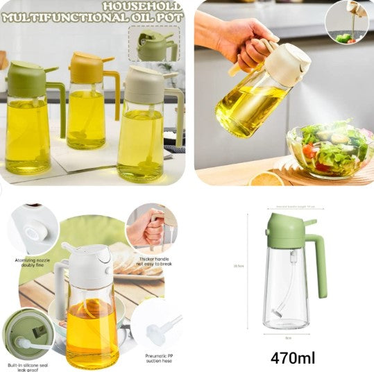 2-in-1 Oil Spray Bottle | For Cooking, BBQ, Baking & Air Fryer 470ml