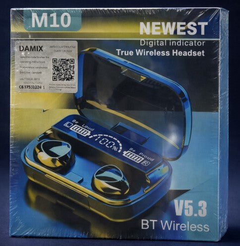 M10 TWS Wireless Bluetooth Earbuds | Bluetooth V5.3 Earphones with Smart LED Power Display & Heavy Bass Charging Case