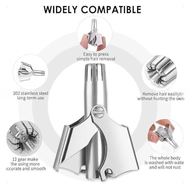 Manual Nose & Ear Hair Trimmer | Stainless Steel Precision Trimming Tool | Safe and Painless Grooming