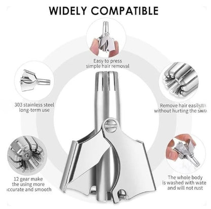 Manual Nose & Ear Hair Trimmer | Stainless Steel Precision Trimming Tool | Safe and Painless Grooming