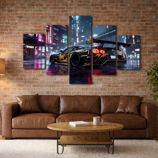 Racing car 5 Panel Modern Canvas Wall Art Set