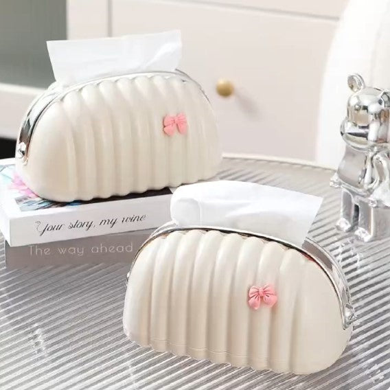 Luxury Shell Shape Tissue Box | Elegant Wave Pattern Paper Napkin Dispenser for Home & Office Decor