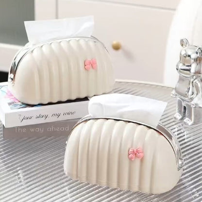 Luxury Shell Shape Tissue Box | Elegant Wave Pattern Paper Napkin Dispenser for Home & Office Decor