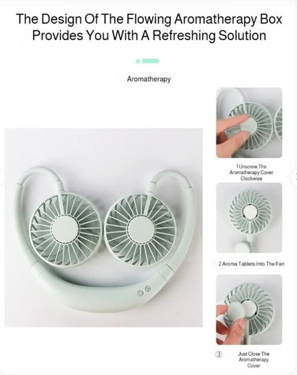 Lazy Portable Silent Neck Fan | Wearable Rechargeable Dual Fan | LED Light & 3-Speed Control