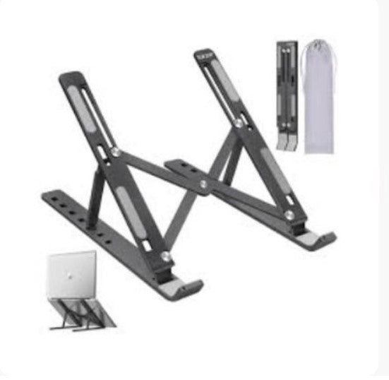 Metal Body Laptop Stand | Creative Folding Storage Bracket | Adjustable Portable Durable | 24×4.5cm Folded / 24×16.5cm Opened