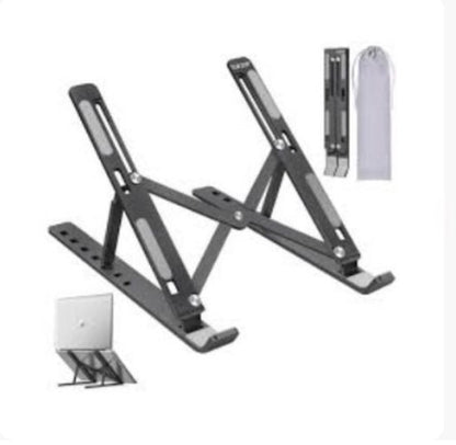 Metal Body Laptop Stand | Creative Folding Storage Bracket | Adjustable Portable Durable | 24×4.5cm Folded / 24×16.5cm Opened