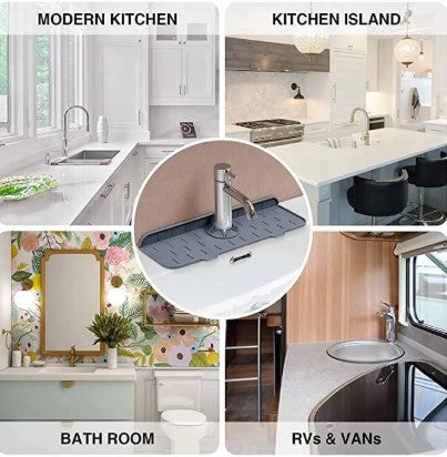 Sink Faucet Mat | Faucet Absorbent Mat Silicon Kitchen Sink Splash Guard Drain Pad | Soap Holder