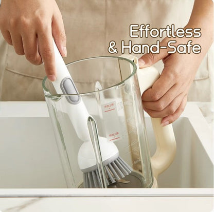 Kitchen Cleaning Adjustable Handle Brush | Soap Dispenser Refillable PET Portable Head for Dishes Pans Pots