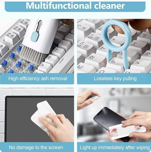 7 in 1 Computer Keyboard Cleaner Brush Kit | Multi-Function Earphone Cleaning Pen | Keycap Puller Tool Set