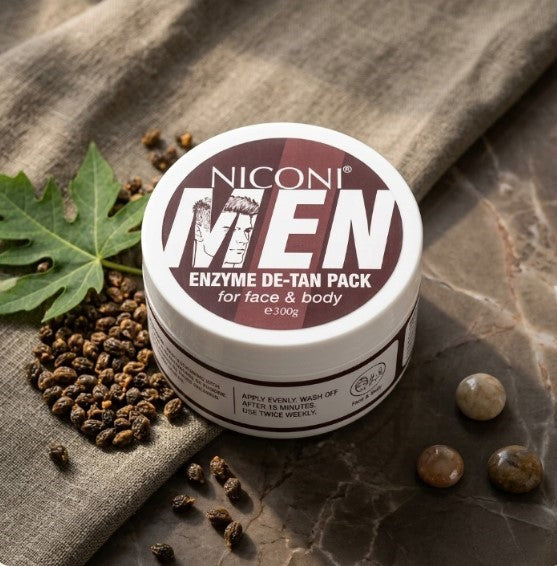 Men Enzyme De-Tan Pack for Face & Body | Deep Cleansing Tan Removal Formula | 300gram