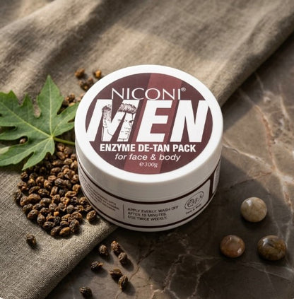 Men Enzyme De-Tan Pack for Face & Body | Deep Cleansing Tan Removal Formula | 300gram
