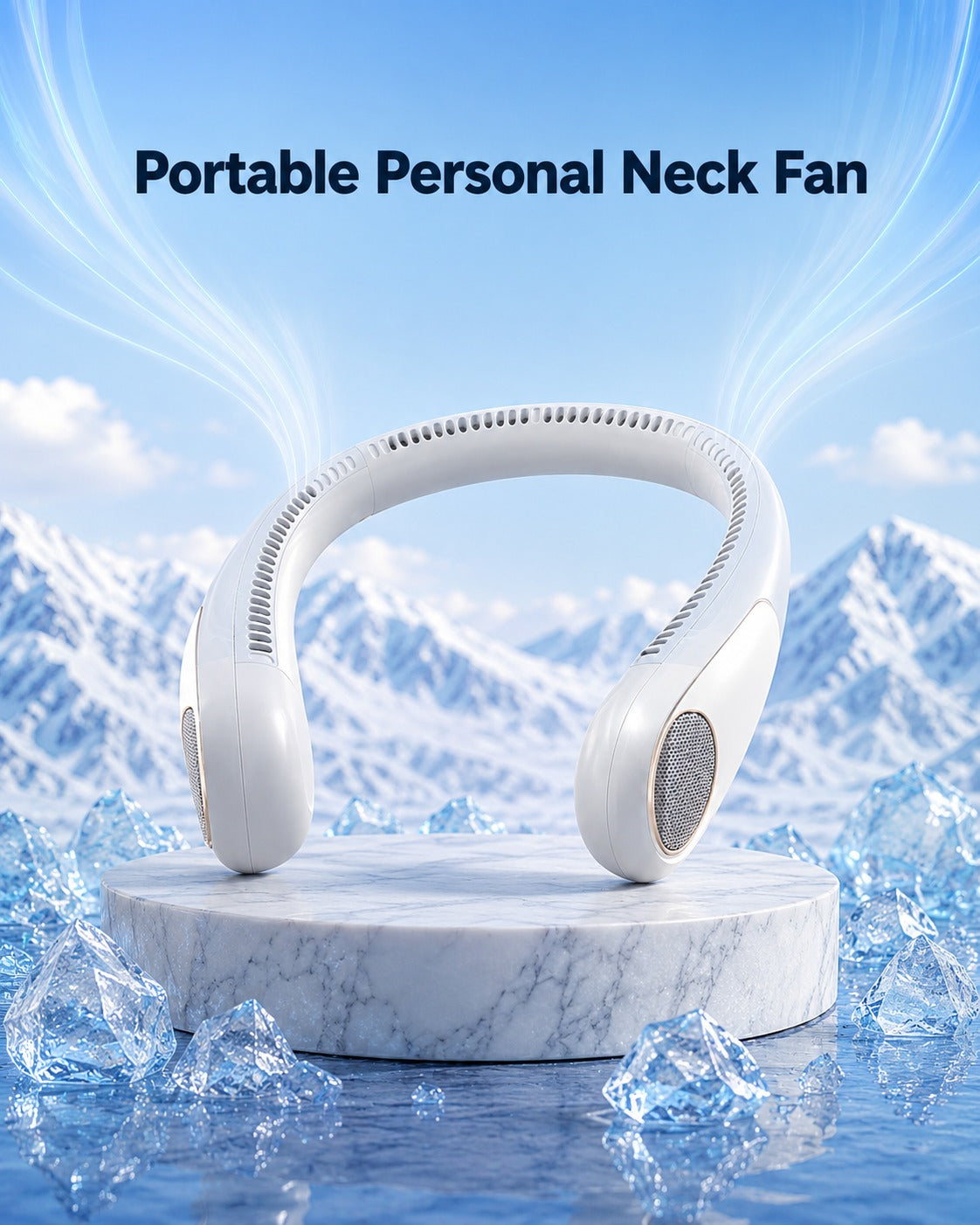 Portable Personal Neck Fan | Wearable Bladeless Cooling Fan | 360° All-Around Airflow 3-Speed Adjustment USB Rechargeable for Outdoor & Indoor Use