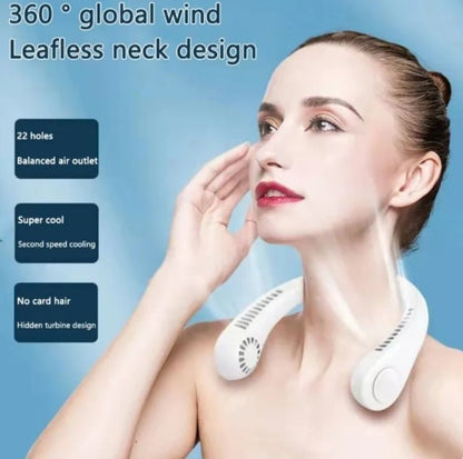 Portable Bladeless Neck Cooler | Hands-Free 360° Airflow USB Rechargeable Neck Fan for Indoor & Outdoor Use