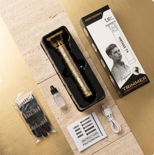 Vintage T9 Professional Hair Trimmer | Cordless Rechargeable Metal Hair & Beard Clipper