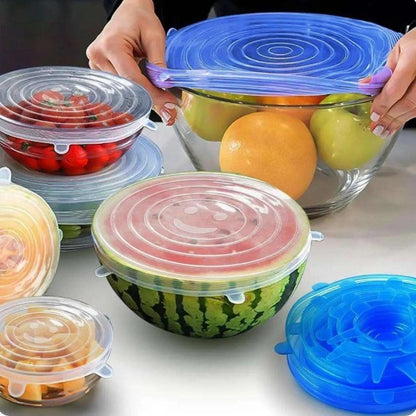 Silicone Premium Stretch Lids | Pack of 6 | Reusable Bowl Covers | Multi‑Size Food Savers
