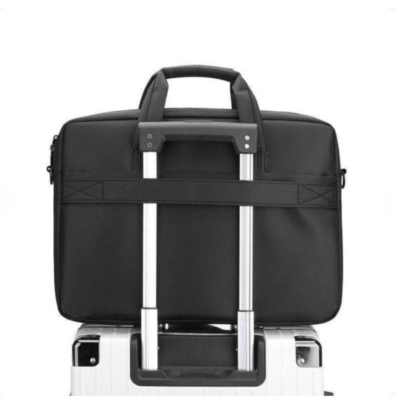 Premium 17-Inch Oxford Fabric Laptop Bag | Spacious Plain Black Waterproof Office Messenger Briefcase
