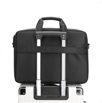 Premium 17-Inch Oxford Fabric Laptop Bag | Spacious Plain Black Waterproof Office Messenger Briefcase