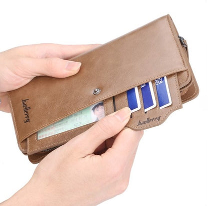Balebaily Long Zipper Wallet | Men & Women PU Leather Wallet with 15 Card Slots Phone Pocket | Photo Window