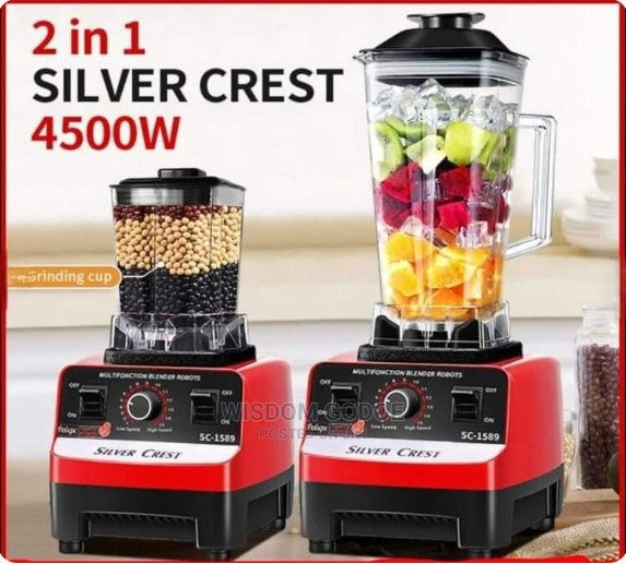 Silver Crest SC-1589 2 in 1 High Power Blender 4500W | Multi-Function Grinder | Smoothie Makerest SC-1589 2 in 1 High Power Blender 4500W – Multi-Function Grinder & Smoothie Maker