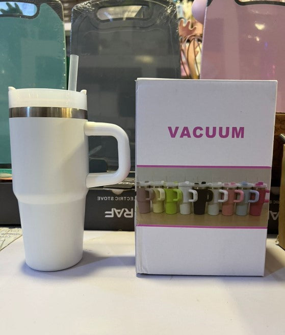 Mini Insulated Tumbler with Handle | Stainless Steel Travel Mug with Straw Lid | Hot & Cold | 480ml