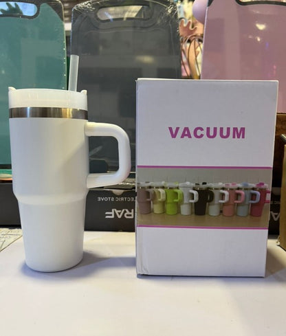 Mini Insulated Tumbler with Handle | Stainless Steel Travel Mug with Straw Lid | Hot & Cold | 480ml