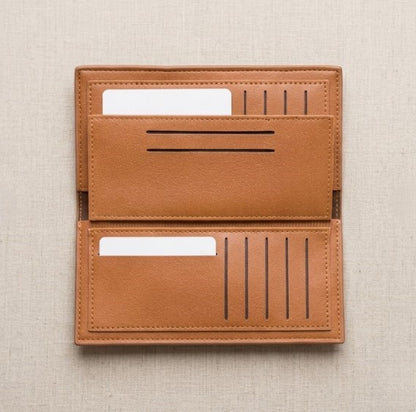 Premium Embossed Monogram Leather Long Wallet | Luxury Bi-Fold Business Clutch & Card Organizer for Men