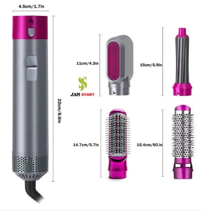 5-in-1 Professional Hot Air Styler & Hair Dryer Set | Multi-Functional Curler, Straightener & Volumizer Kit