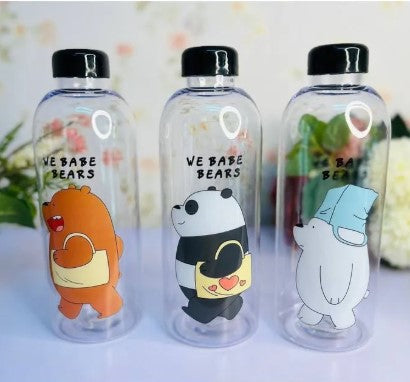 1000ml Korean Bear Panda Big Volume Water Bottle | BPA-Free Leak-Proof Drinkware | Tumbler | Straw