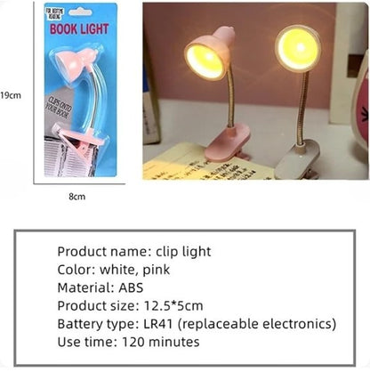Mini Book Light with Clip | Portable LED Reading Lamp | Travel Bedroom Night Light | Eye Protection