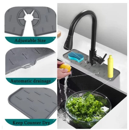 Sink Faucet Mat | Faucet Absorbent Mat Silicon Kitchen Sink Splash Guard Drain Pad | Soap Holder