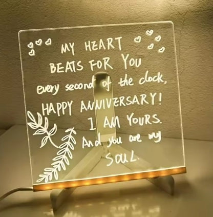 Colorful LED Writing Board Acrylic Message Board with USB Erasable Lights