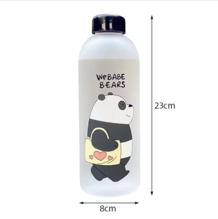 1000ml Korean Bear Panda Big Volume Water Bottle | BPA-Free Leak-Proof Drinkware | Tumbler | Straw