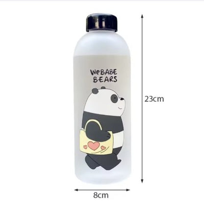 1000ml Korean Bear Panda Big Volume Water Bottle | BPA-Free Leak-Proof Drinkware | Tumbler | Straw