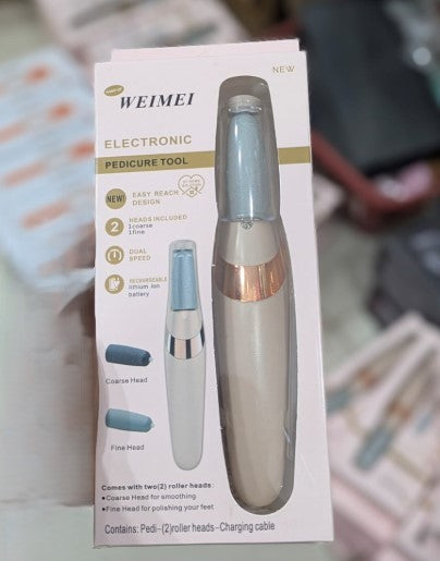 WEIMEI Electronic Pedicure Tool | Rechargeable Electric Foot File Callus Remover with Dual Speed & 2 Replacement Roller Heads