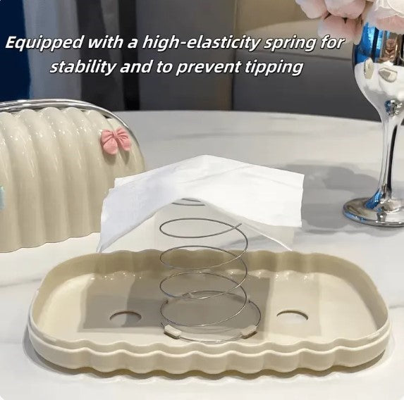 Luxury Shell Shape Tissue Box | Elegant Wave Pattern Paper Napkin Dispenser for Home & Office Decor