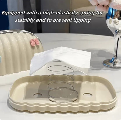 Luxury Shell Shape Tissue Box | Elegant Wave Pattern Paper Napkin Dispenser for Home & Office Decor