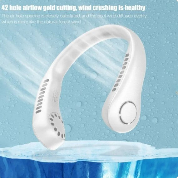 Portable Bladeless Neck Cooler | Hands-Free 360° Airflow USB Rechargeable Neck Fan for Indoor & Outdoor Use
