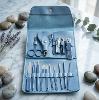 16-Piece Premium Personal Manicure & Pedicure Grooming Kit | Professional Stainless Steel Nail Clippers & Care Set | Travel Case