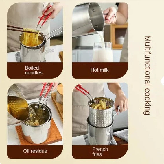 Fryer Frying Pot with Strainer 12ML Capacity | Basket Deep Fryer Pot for Baking Frying Boiling Home Kitchen