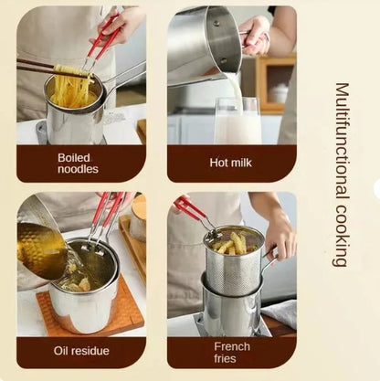 Fryer Frying Pot with Strainer 12ML Capacity | Basket Deep Fryer Pot for Baking Frying Boiling Home Kitchen