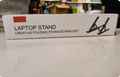 Metal Body Laptop Stand | Creative Folding Storage Bracket | Adjustable Portable Durable | 24×4.5cm Folded / 24×16.5cm Opened