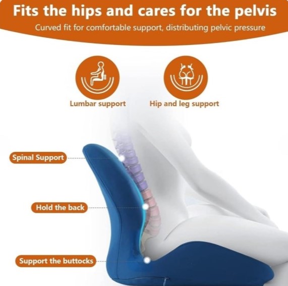 Ergonomic Lumbar Support Cushion | Soft PU Memory Foam Backrest Pillow | Office Chair | Car & Home Use