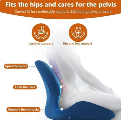 Ergonomic Lumbar Support Cushion | Soft PU Memory Foam Backrest Pillow | Office Chair | Car & Home Use