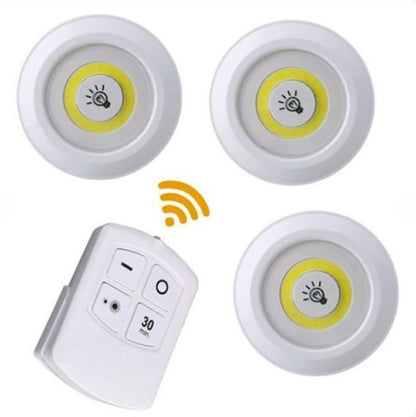 Pack of 3 LED Remote Control Lights | Tap Lights with Self Adhesive for Cabinet | Wardrobe & Kitchen