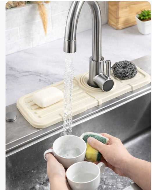Sink Faucet Mat | Faucet Absorbent Mat Silicon Kitchen Sink Splash Guard Drain Pad | Soap Holder