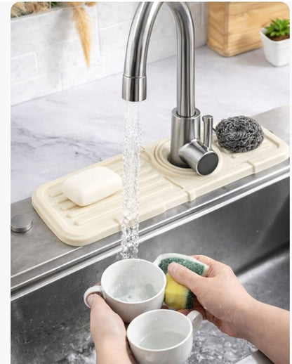 Sink Faucet Mat | Faucet Absorbent Mat Silicon Kitchen Sink Splash Guard Drain Pad | Soap Holder