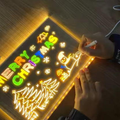 Colorful LED Writing Board Acrylic Message Board with USB Erasable Lights