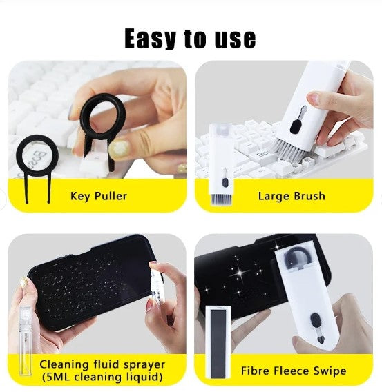 7 in 1 Computer Keyboard Cleaner Brush Kit | Multi-Function Earphone Cleaning Pen | Keycap Puller Tool Set