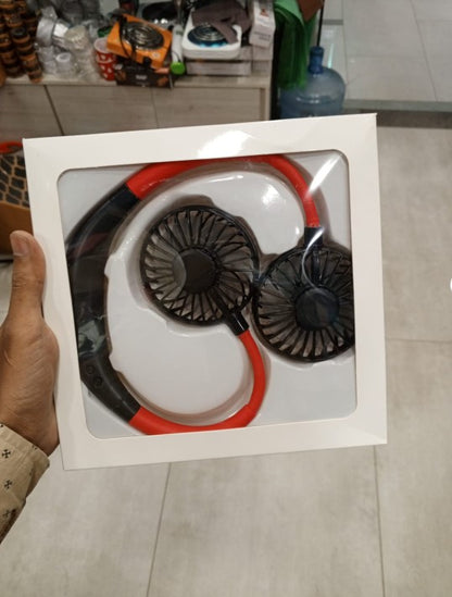 Lazy Portable Silent Neck Fan | Wearable Rechargeable Dual Fan | LED Light & 3-Speed Control